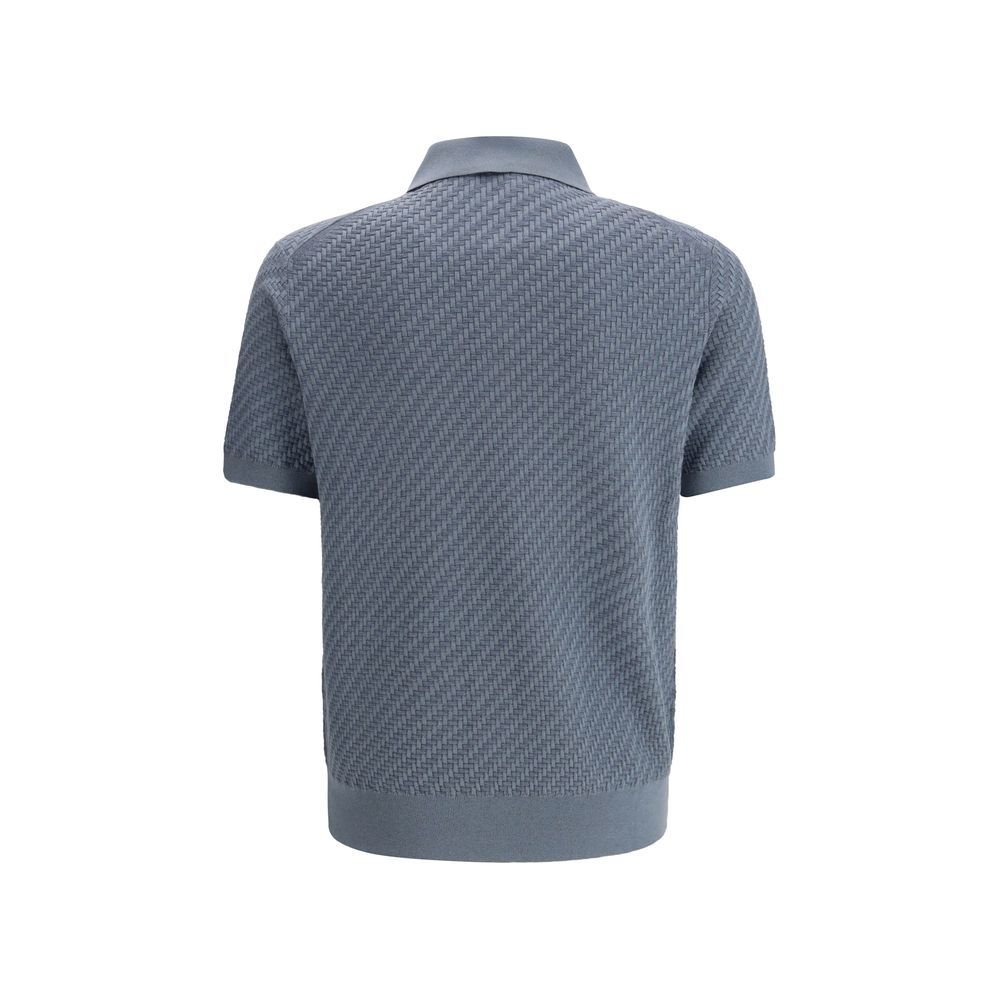 Brioni Blue Cotton Polo Shirt