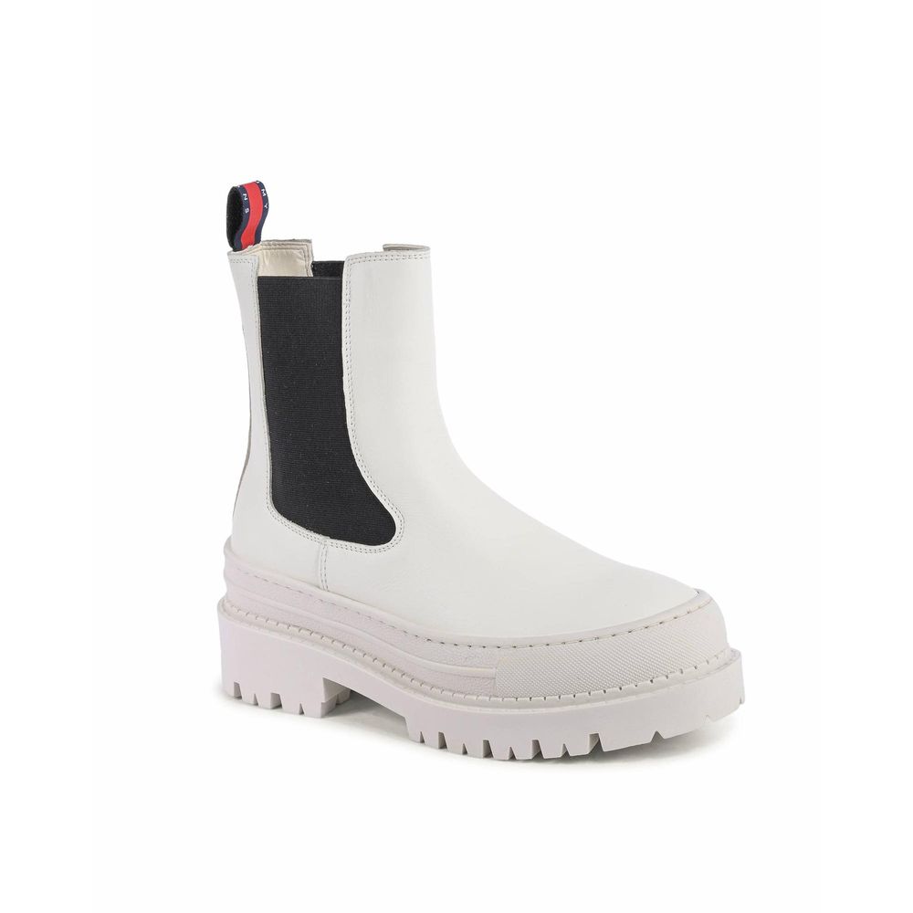 Tommy Hilfiger White Leather Ankle Boots
