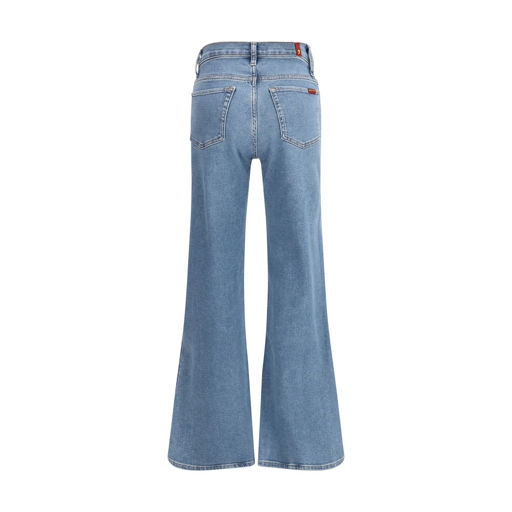 7FOR Blue Cotton Flared Jeans