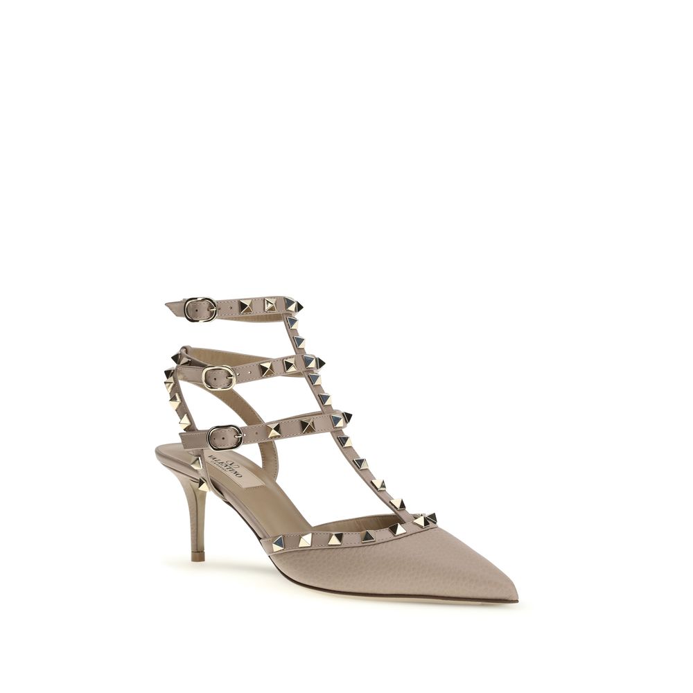 Valentino Garavani Gray Calf Leather Bos Taurus Pumps