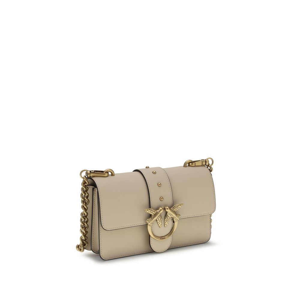 PINKO Beige Calf Leather Bos Taurus Shoulder Bag