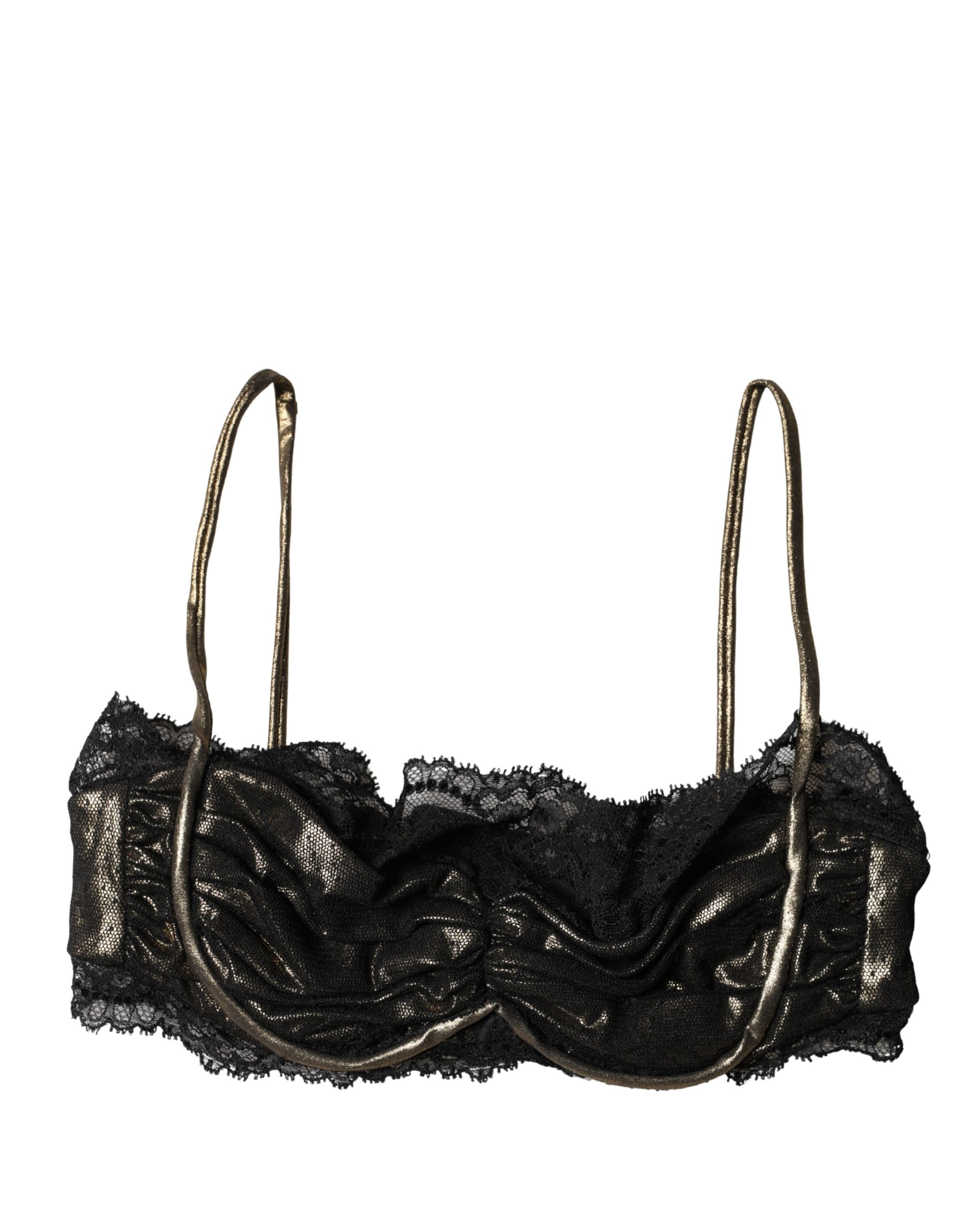 Dolce & Gabbana Black Silk Underwired Balconnet Bra Underwear