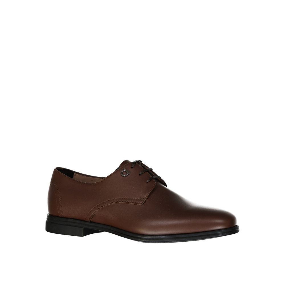 Salvatore Ferragamo Brown Leather Oxfords And Derbies