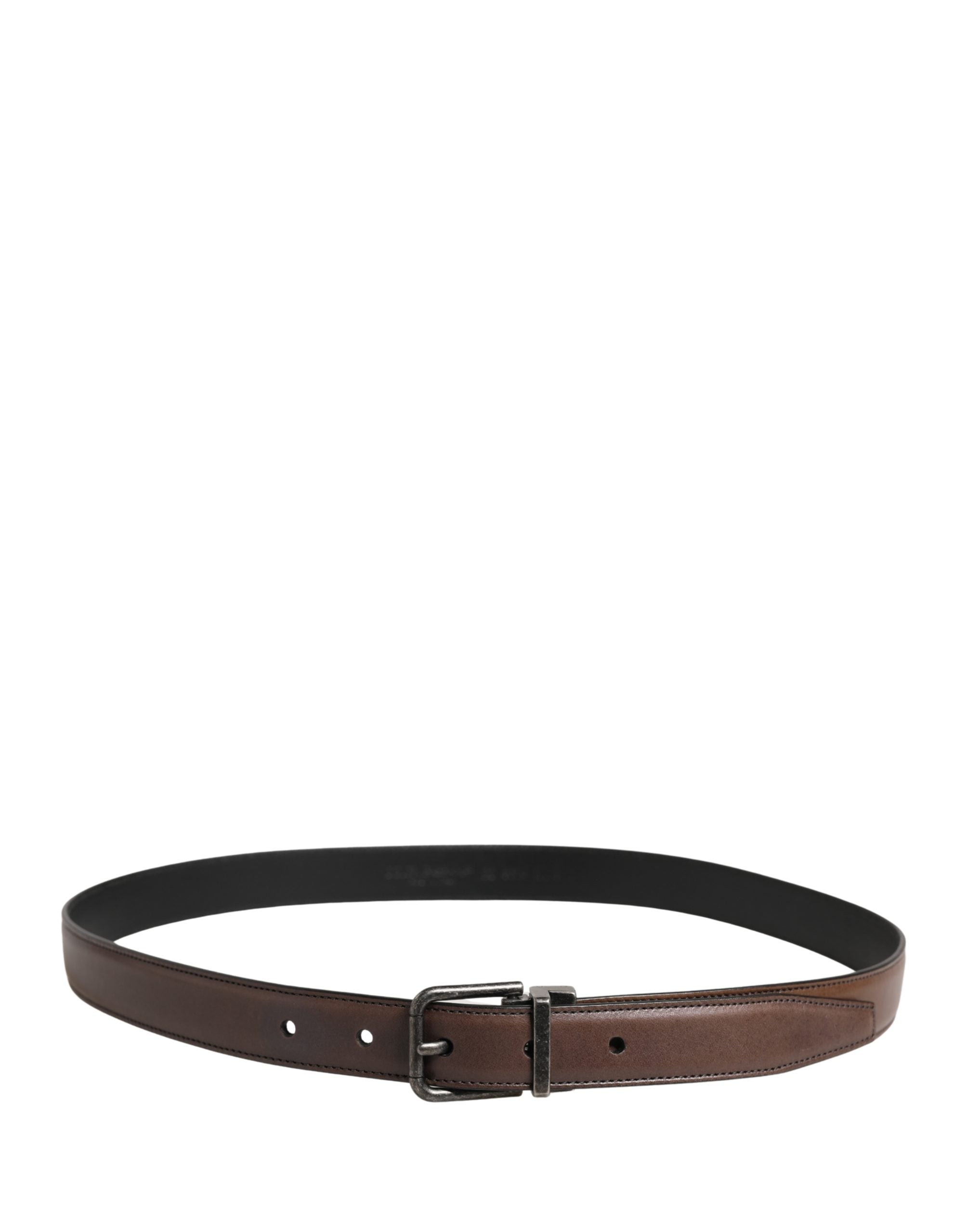 Dolce & Gabbana Men Brown Classic Leather Metal Buckle Belt