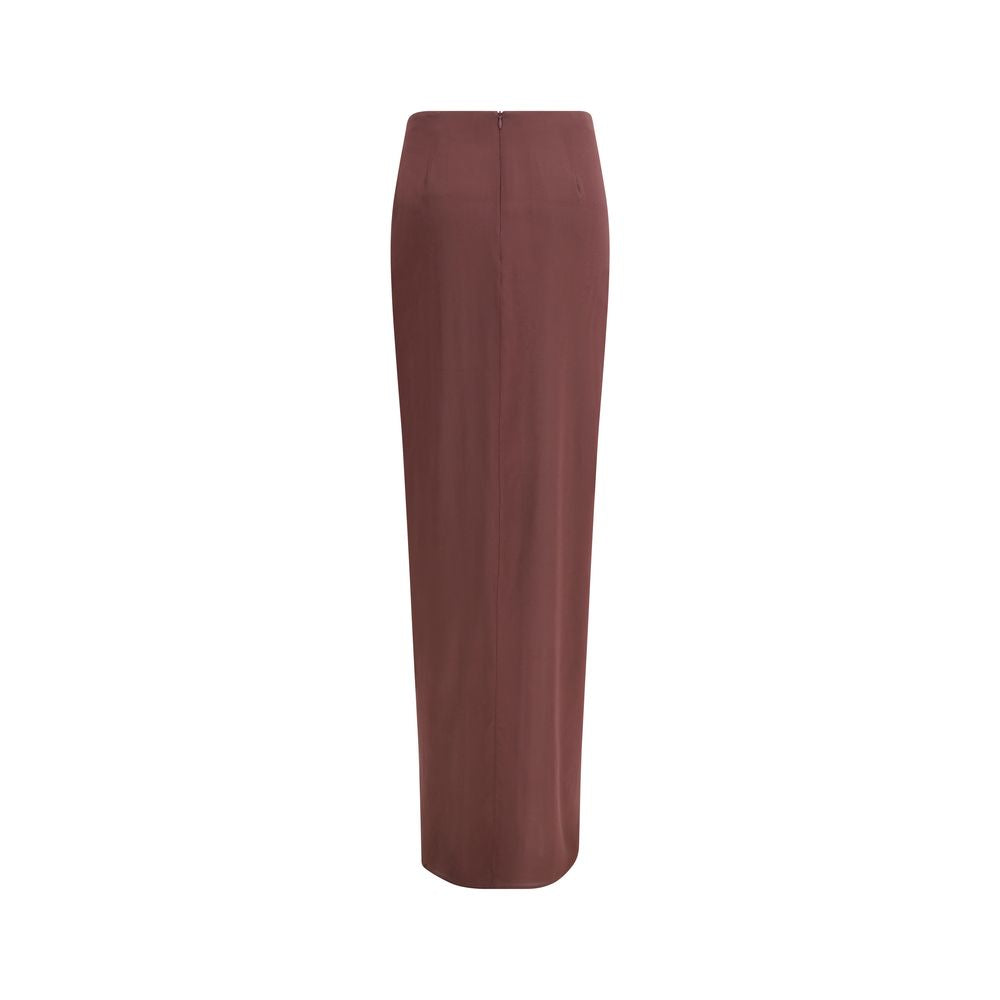 The Andamane Brown Silk Midi Skirt