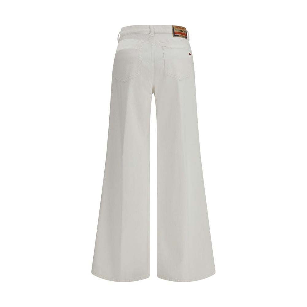 Diesel White Cotton Flared Jeans