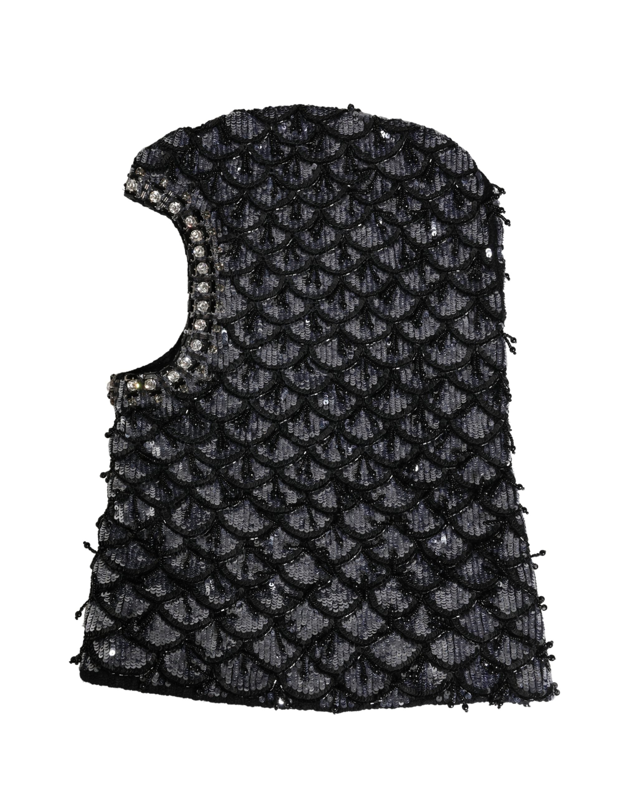 Dolce & Gabbana Black Wool Crystal Embellished Balaclava Hat
