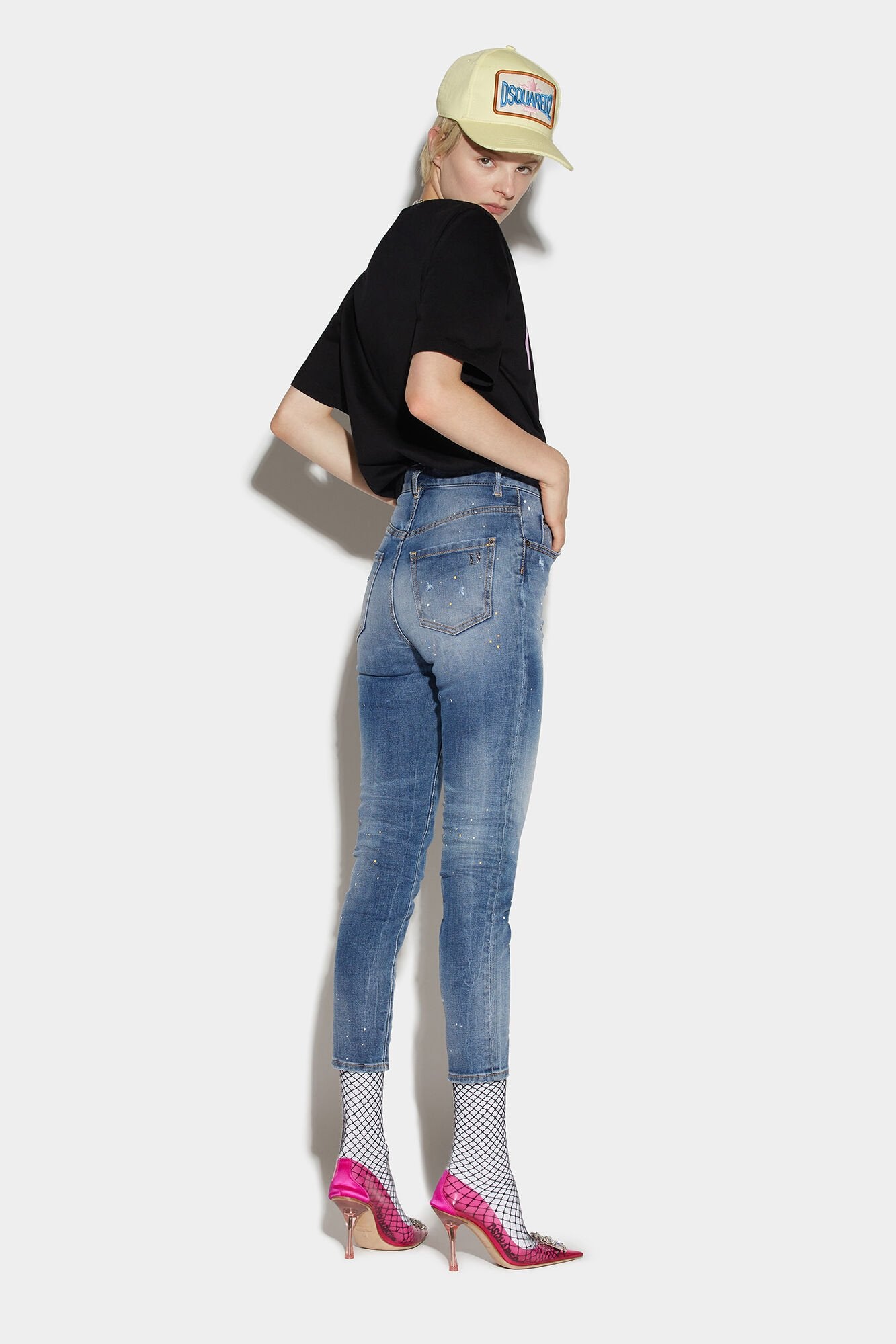 Dsquared² Navy Blue Fibres High-Waisted Jean