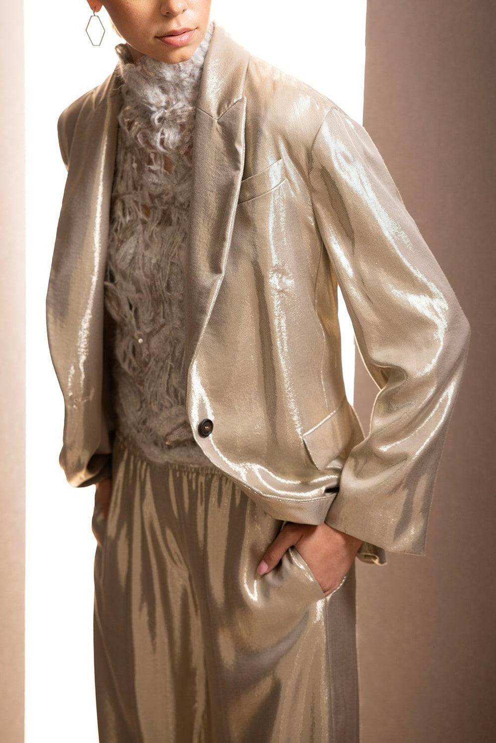 Brunello Cucinelli Gold Viscose Casual Pants