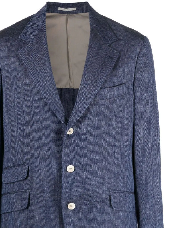 Brunello Cucinelli Blue Wool Jackets And Coat