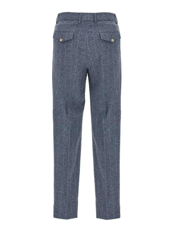 Brunello Cucinelli Blue Silk Casual Pants