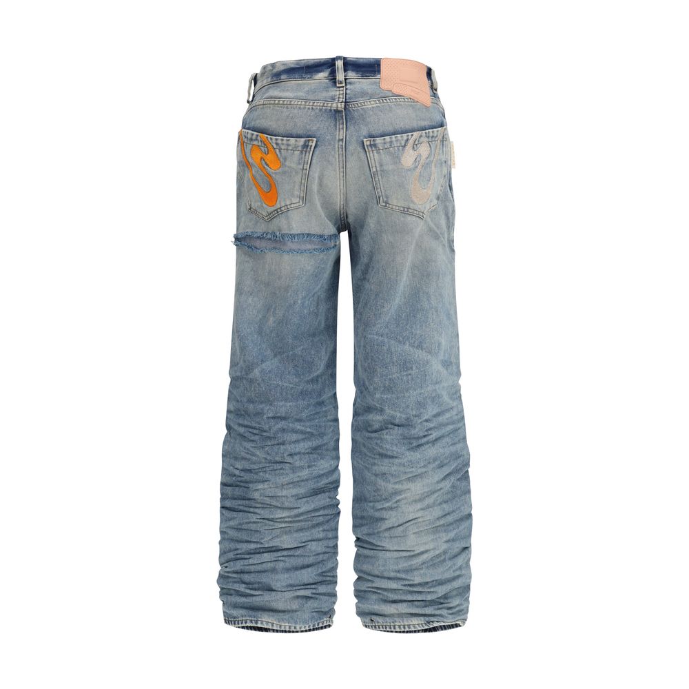 PDF Channel Blue Viscose Relaxed Fit Jeans