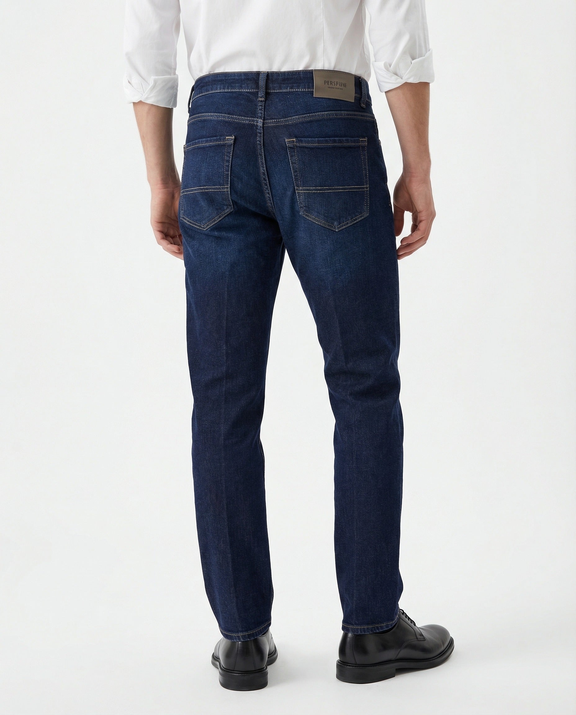 Peserico Navy Blue Cotton Straight-Leg Jeans