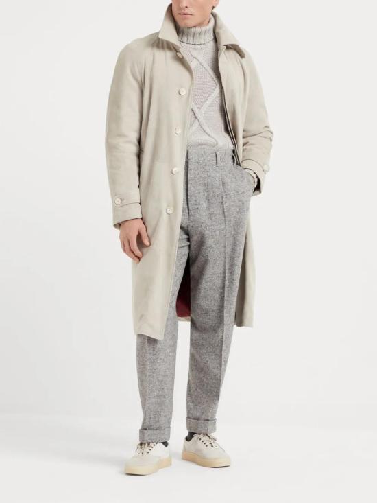 Brunello Cucinelli Beige Leather Coat