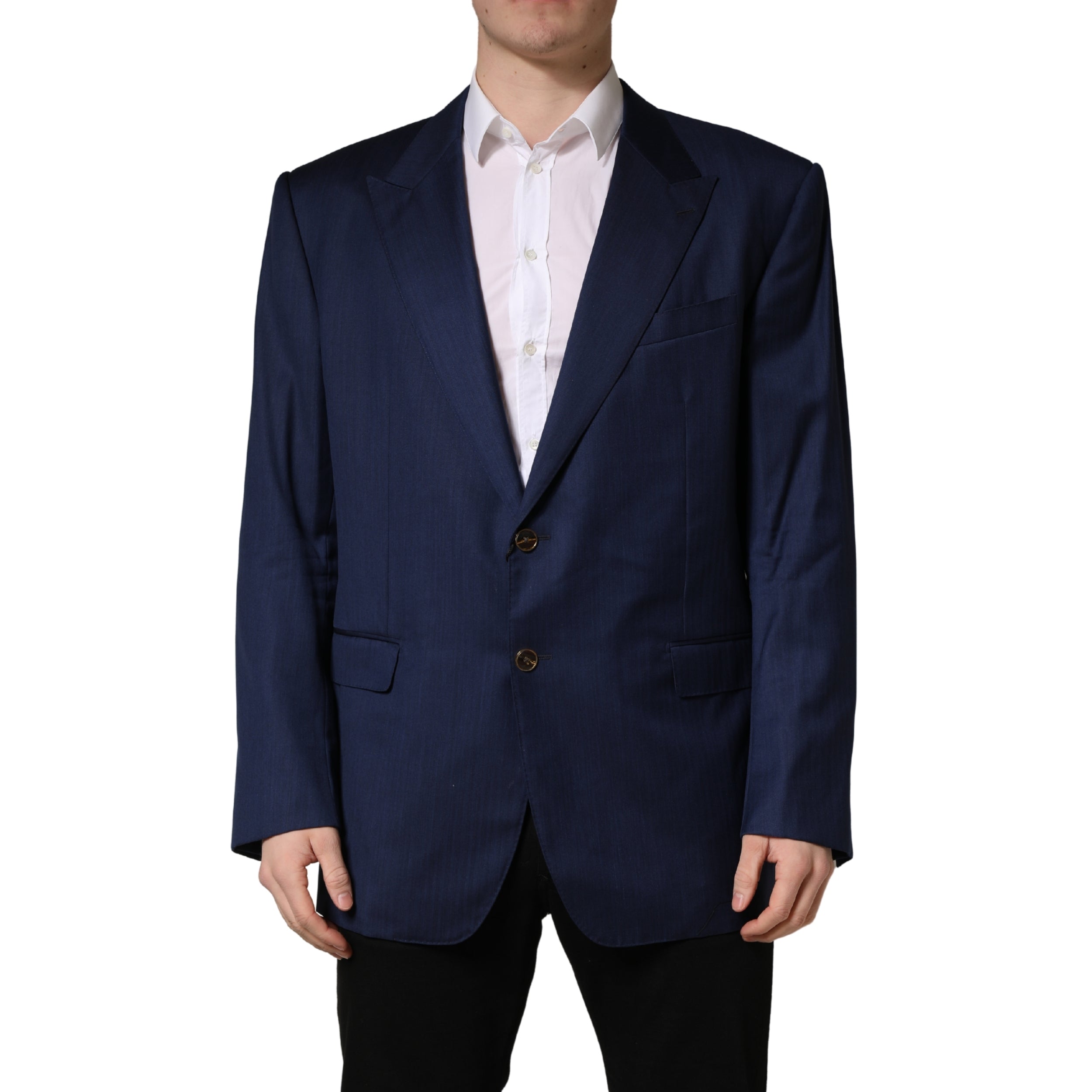 Dolce & Gabbana Blue Single Breasted 2 Button Suit Jacket