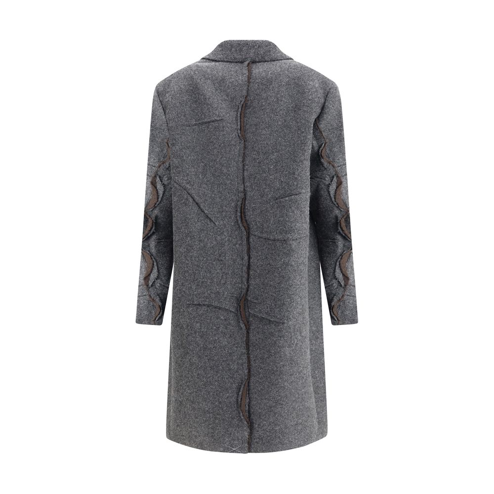 Prada Gray Fleece Wool Coat