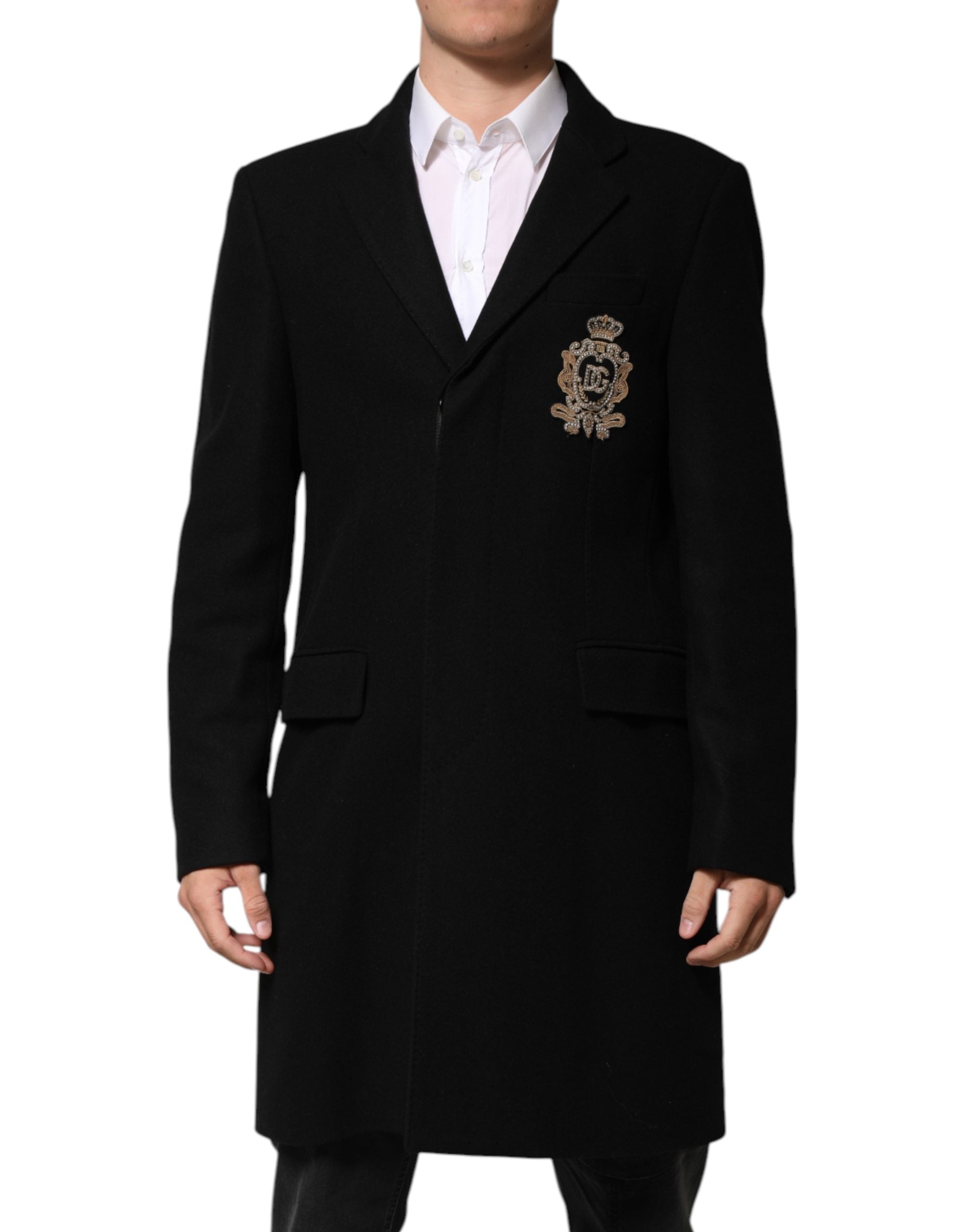 Dolce & Gabbana Black Heraldic Patch Single Breasted Jacket