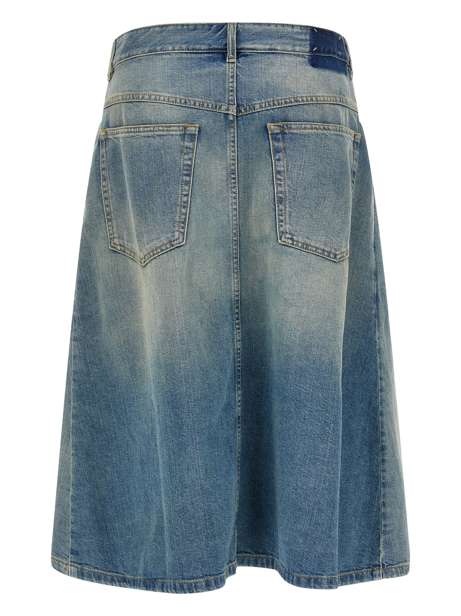 Maison Margiela Blue Cotton Midi Skirt