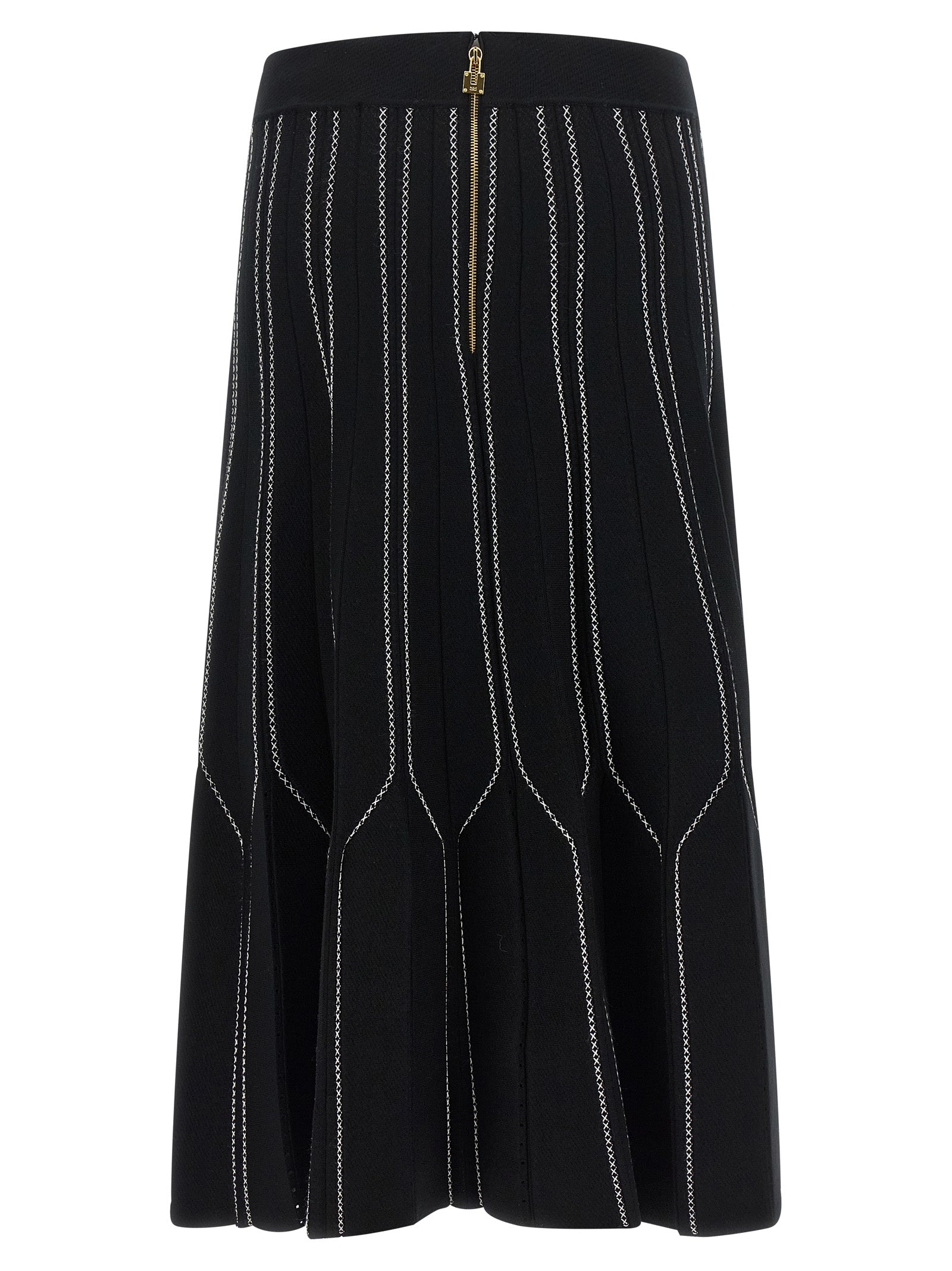 Elisabetta Franchi Black Viscose Midi Skirt