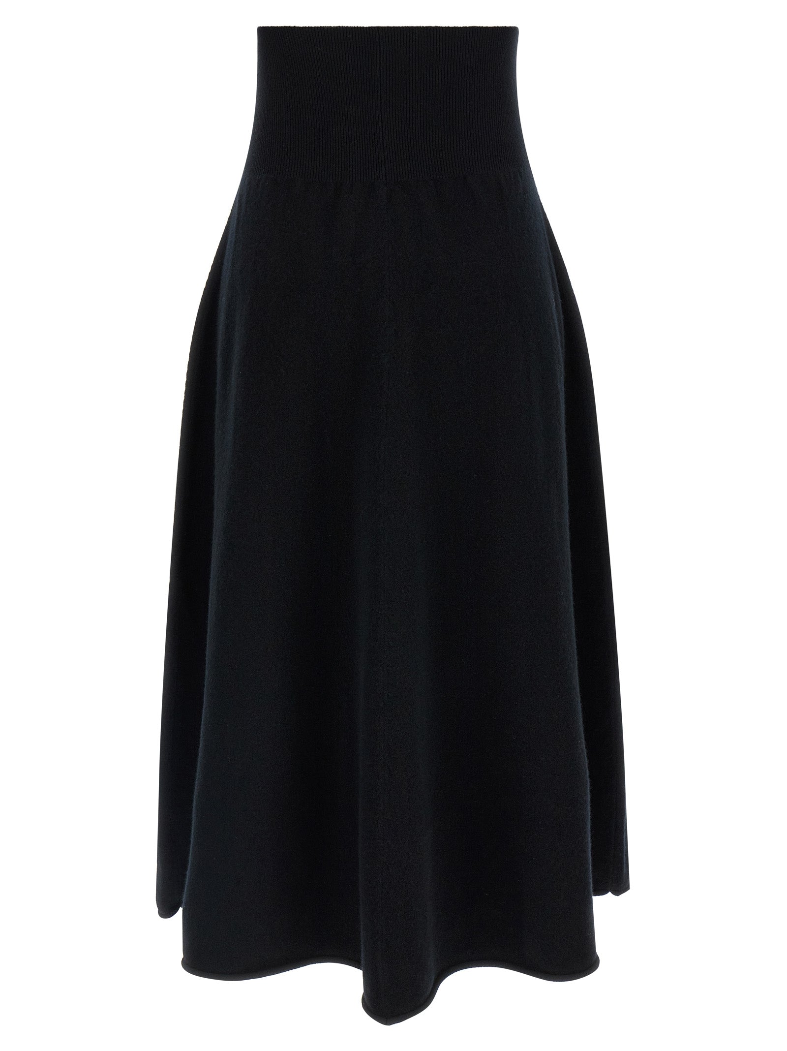 Extreme Cashmere Black Cashmere Midi Skirt