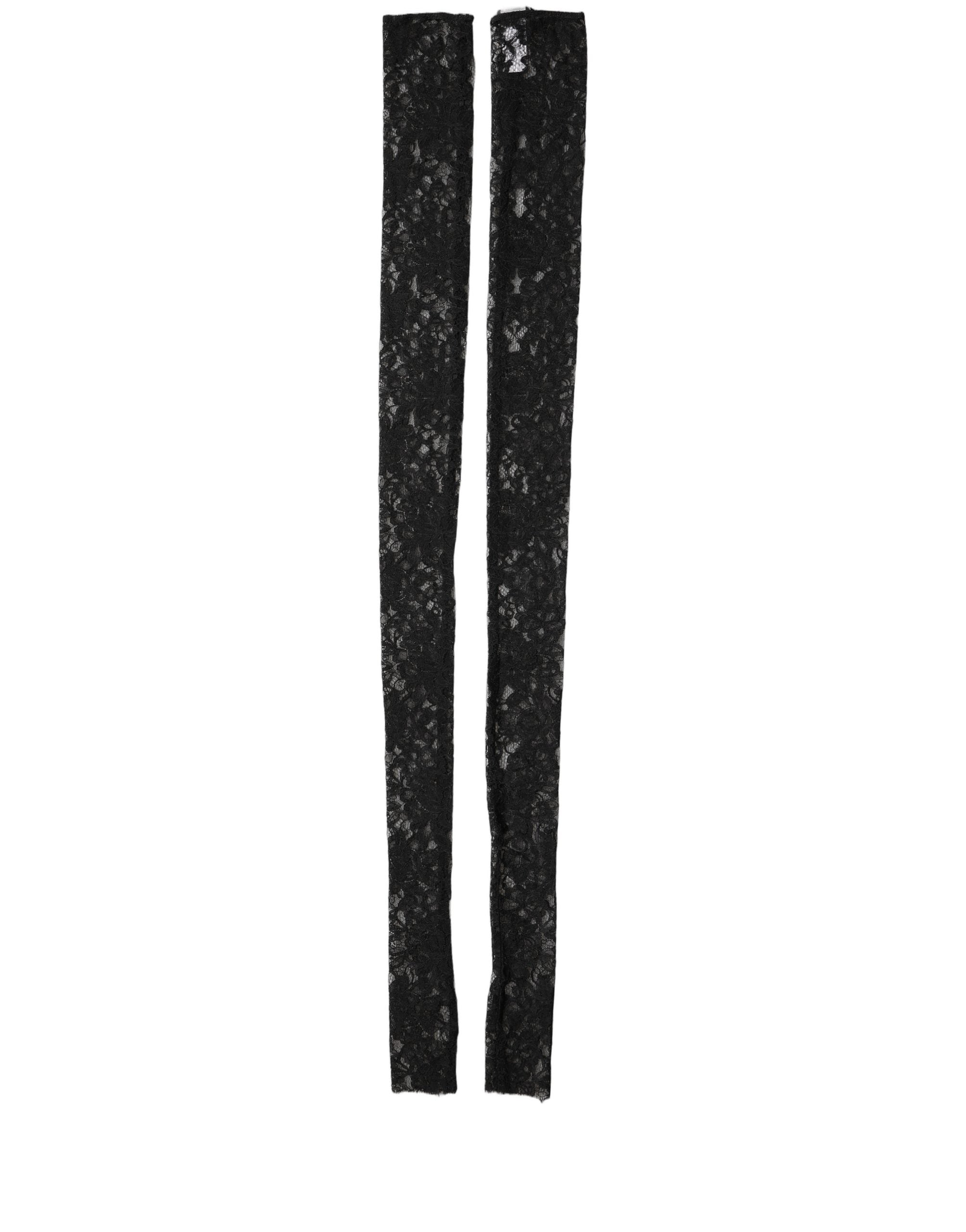 Dolce & Gabbana Sleeves Black Nylon Floral Lace Warmer Arm