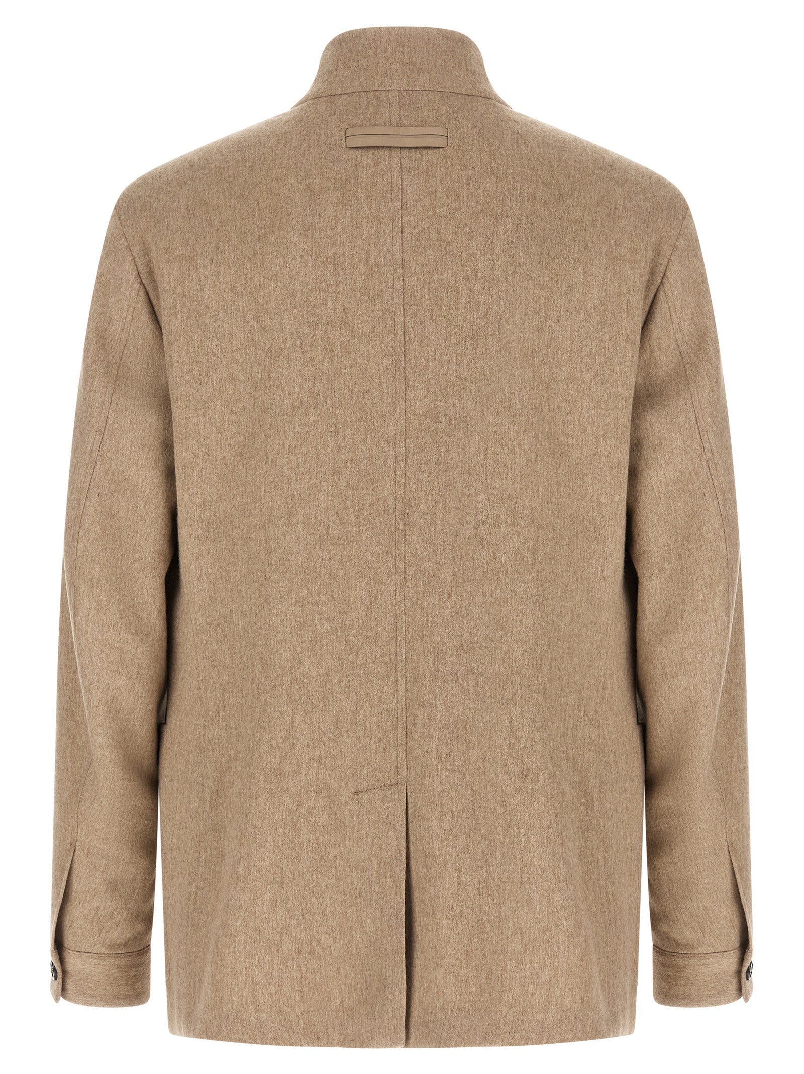 ZEGNA Beige Cashmere Full-Length Jacket