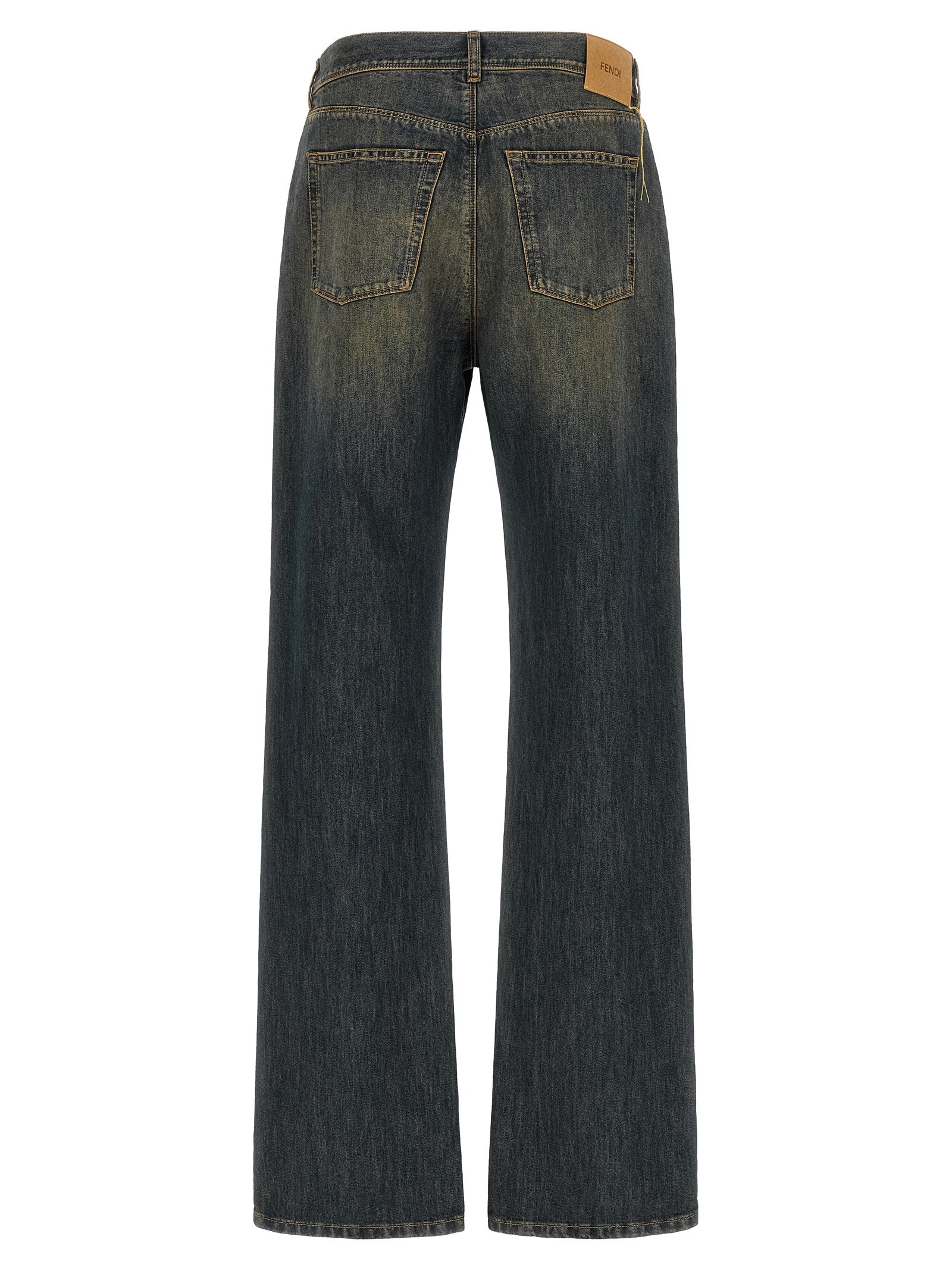 Fendi Blue Cotton Straight-Leg Jeans