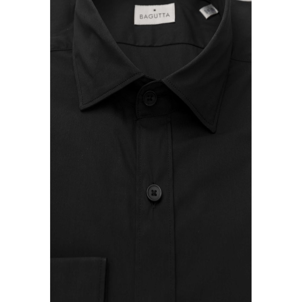Bagutta Black Cotton Men's Slim Shirt