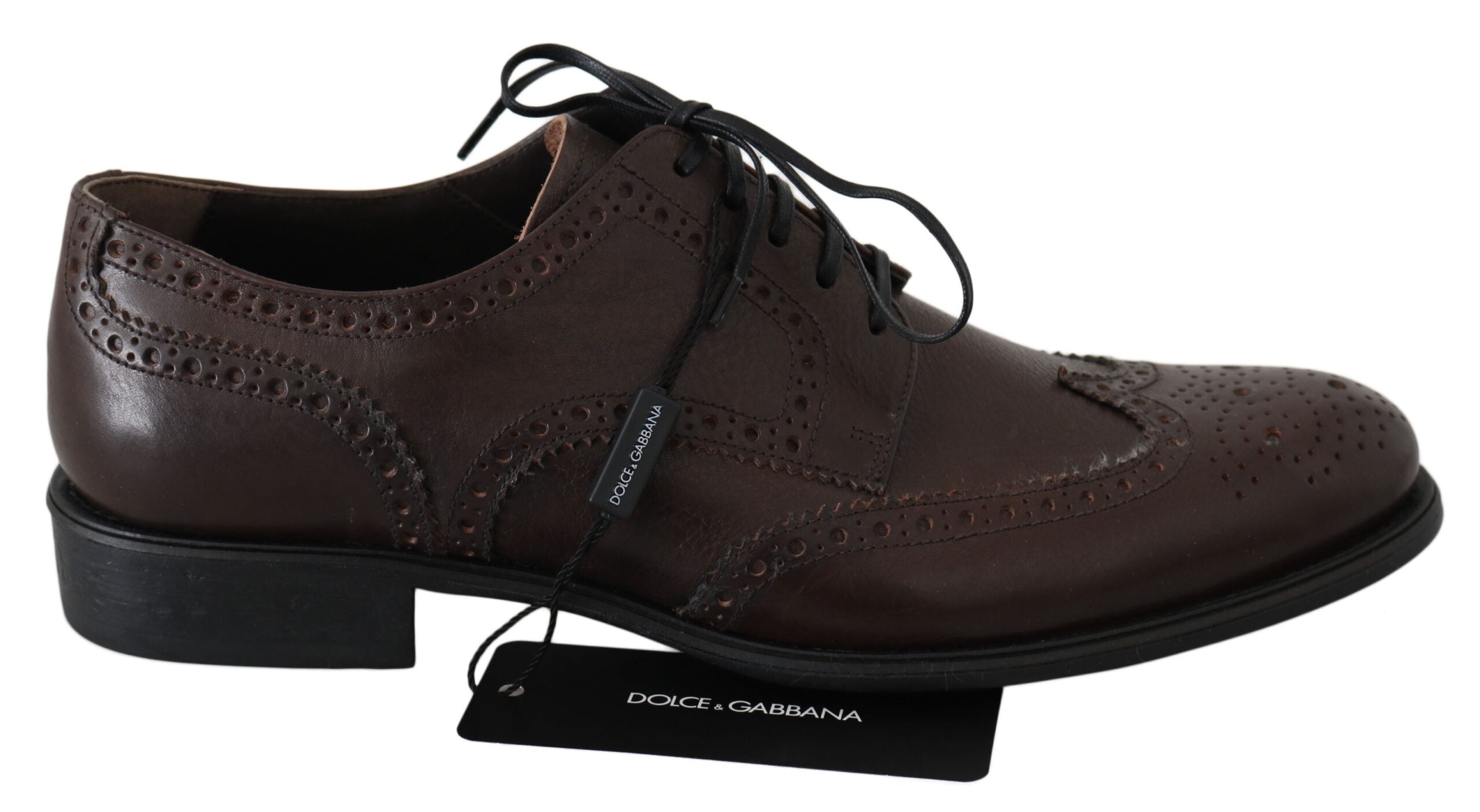 Dolce & Gabbana Brown Leather Brogue Derby Dress Shoes