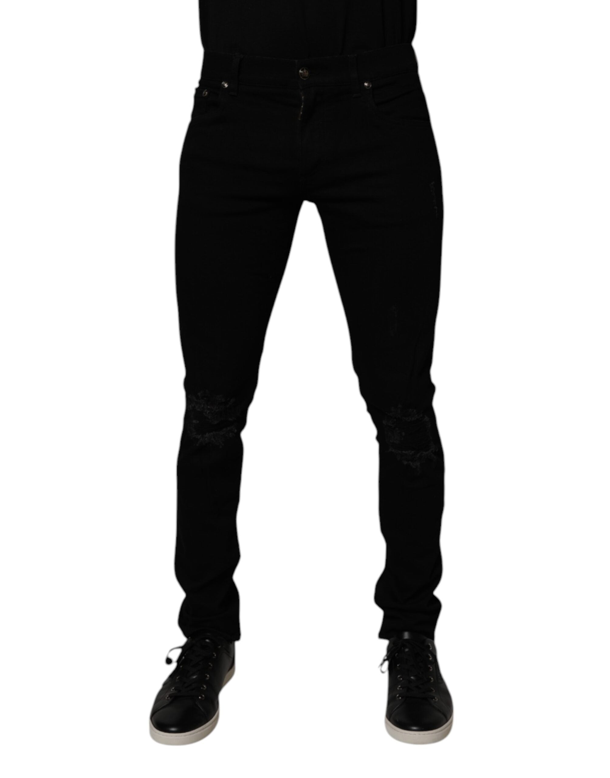 Dolce & Gabbana Black Cotton Stretch Skinny Men Denim Jeans