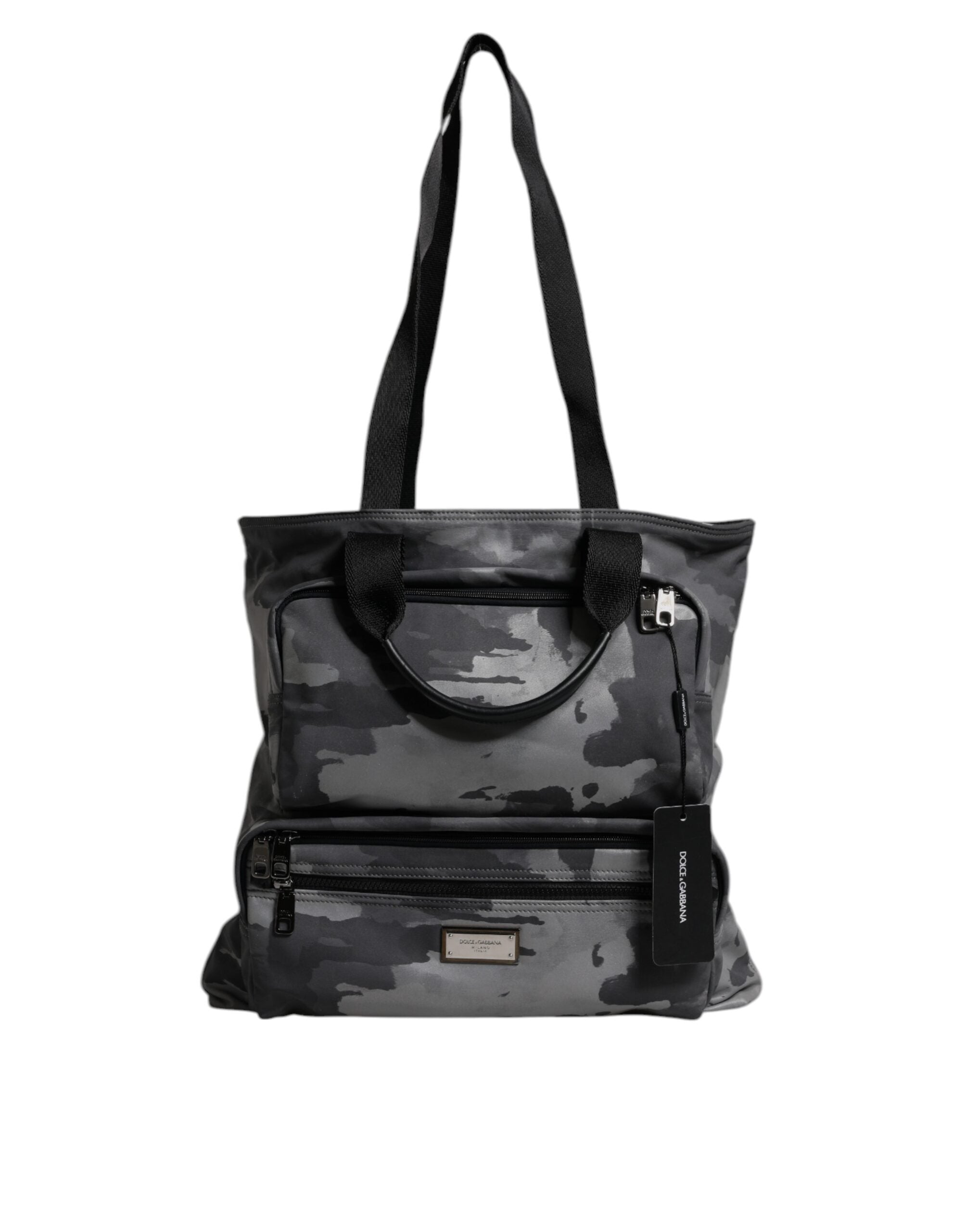 Dolce & Gabbana Black Camouflage Shoulder Strap Logo Plaque Bag