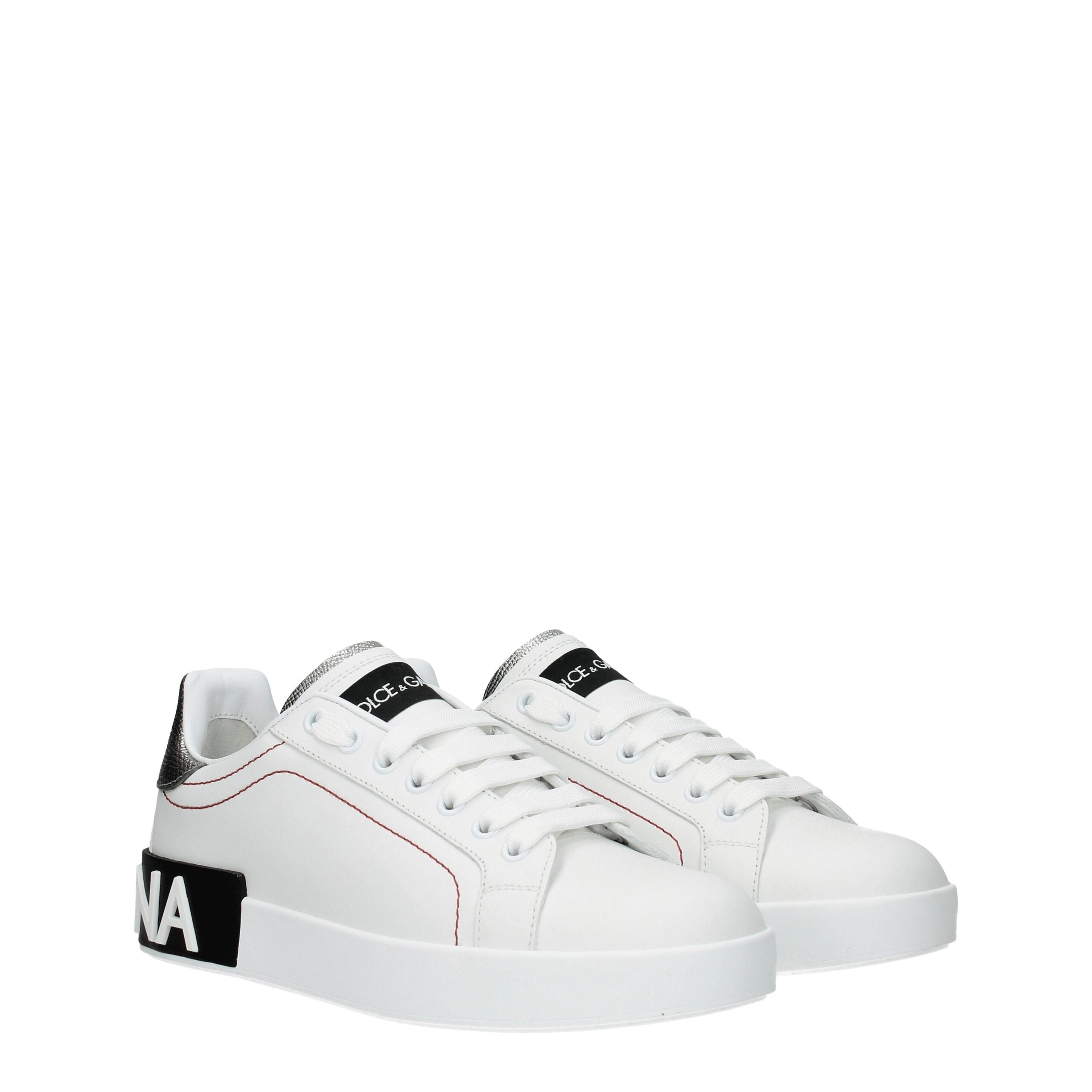 Dolce & Gabbana White Leather Low Top Sneakers