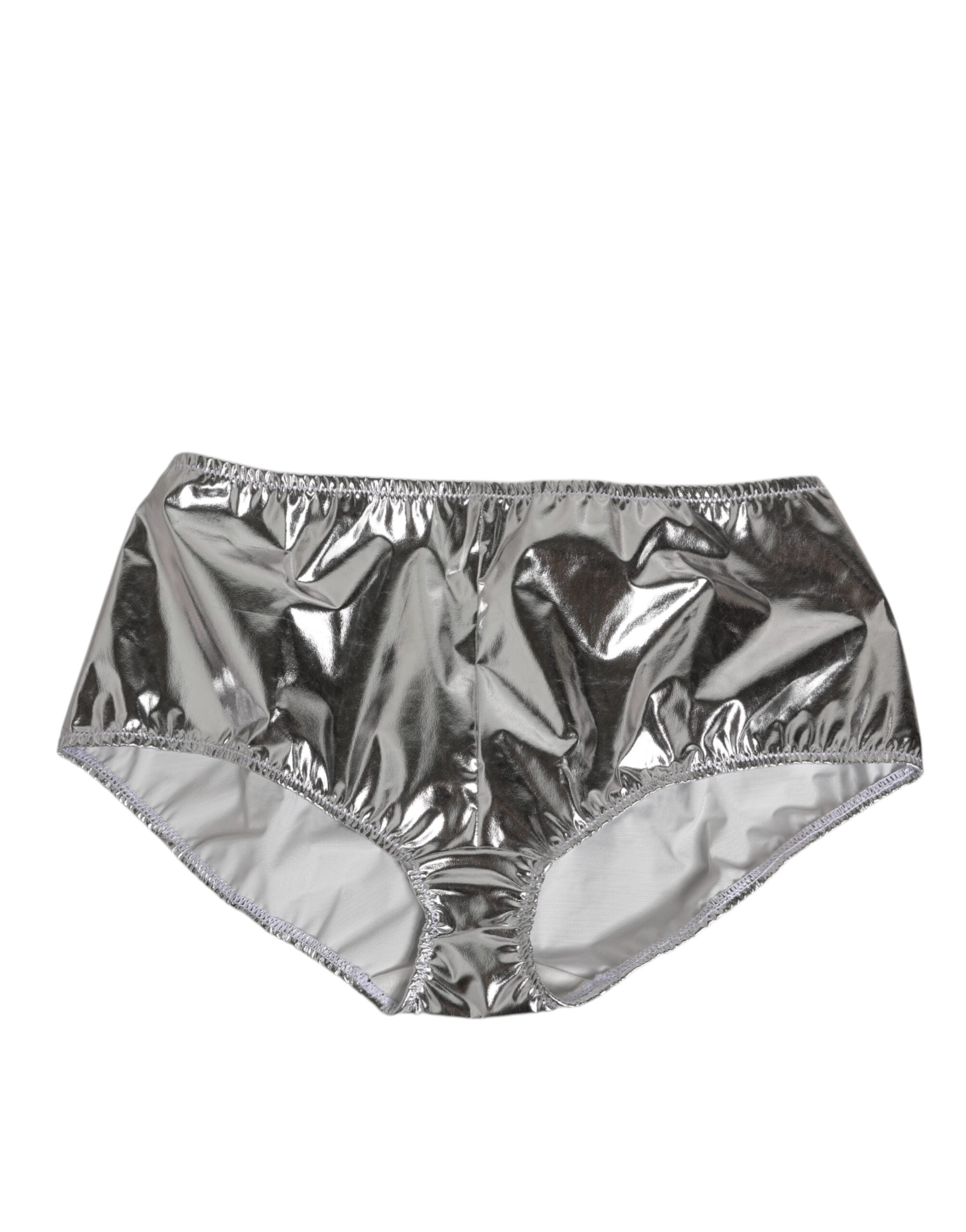 Dolce & Gabbana Silver Metallic High Waist Bikini Bottom Women  Underwear