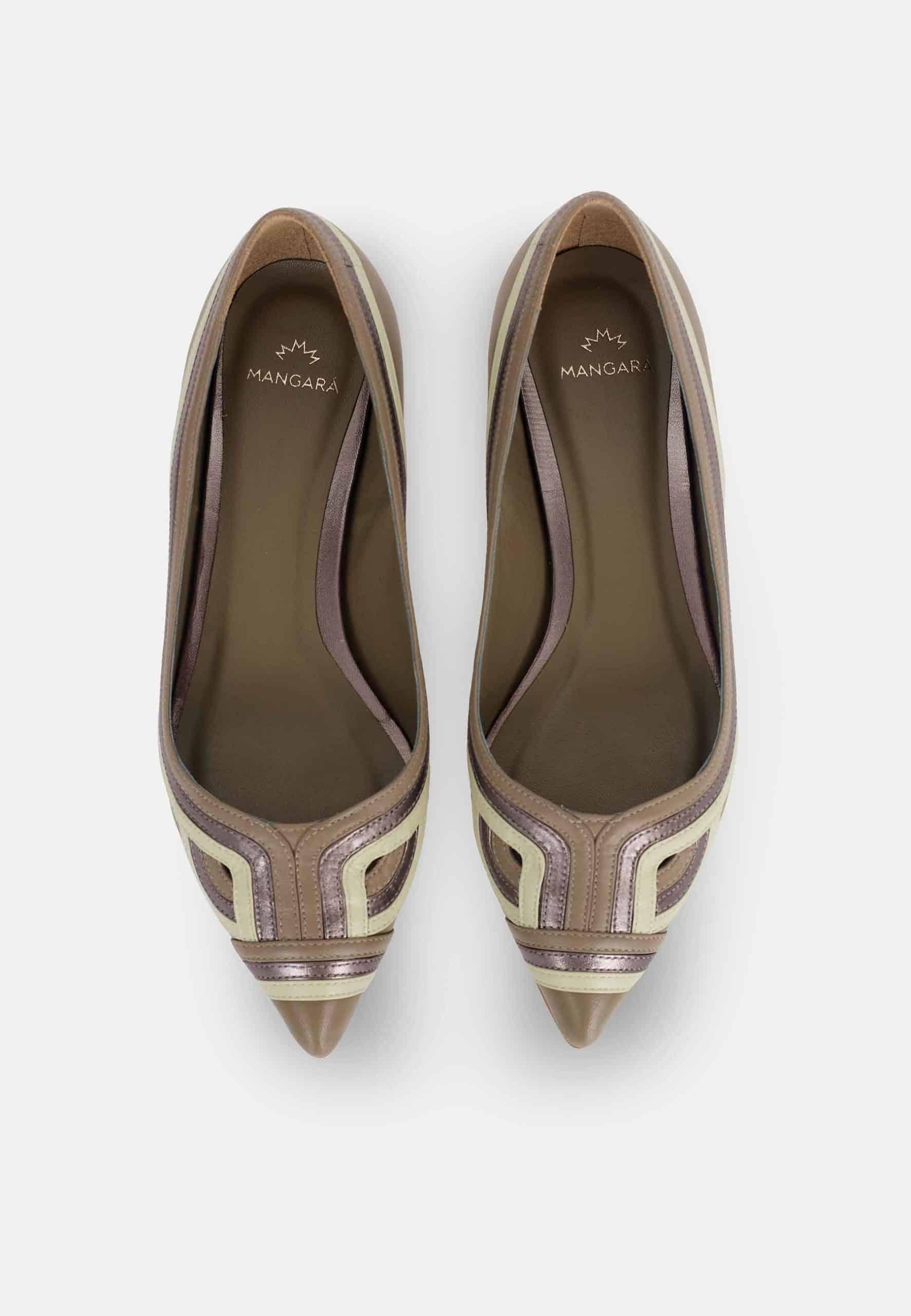 Mangará Atelier Brown Leather Ballerinas – Women’S Flat Shoes With Layered Detail