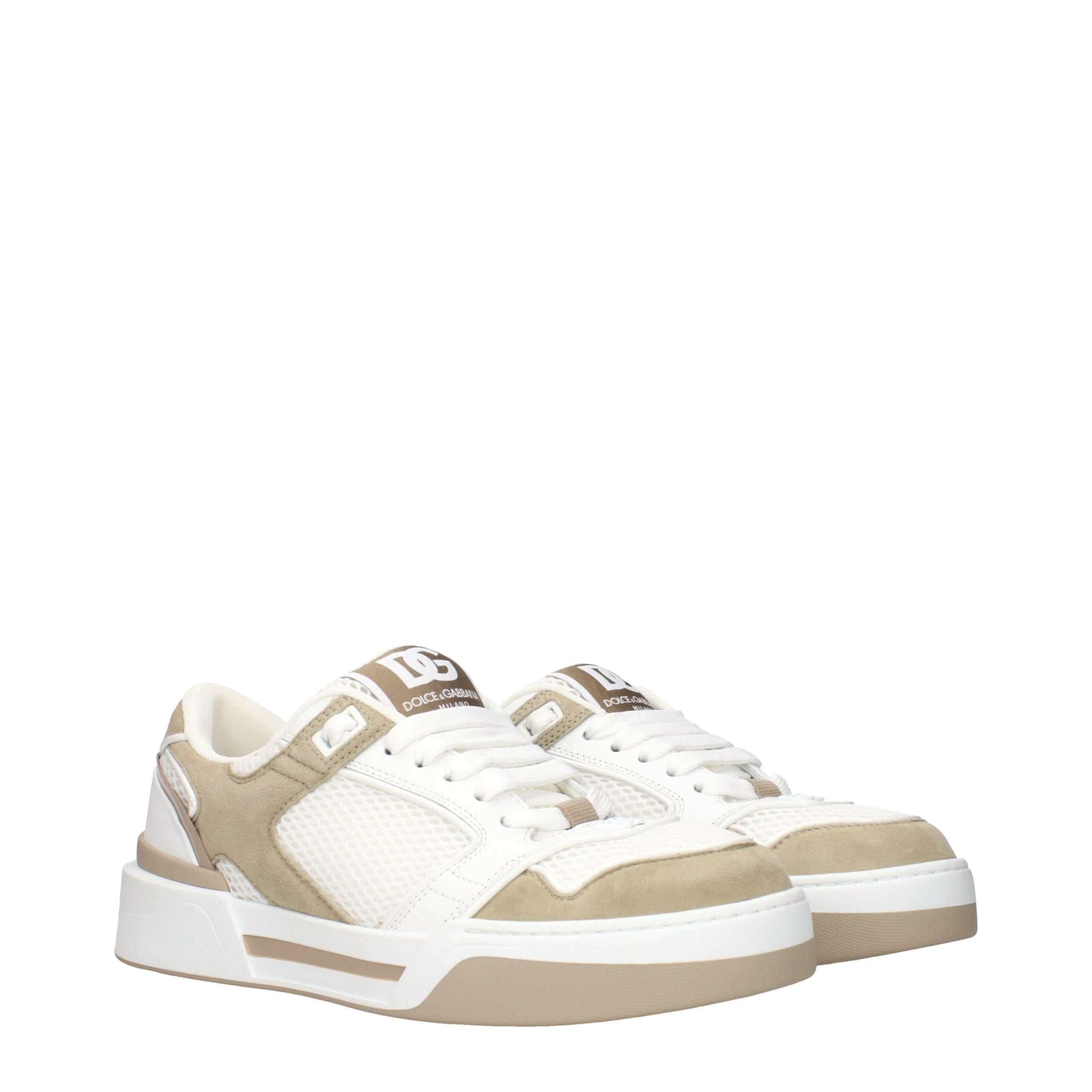 Dolce & Gabbana White Fabric Low Top Sneakers