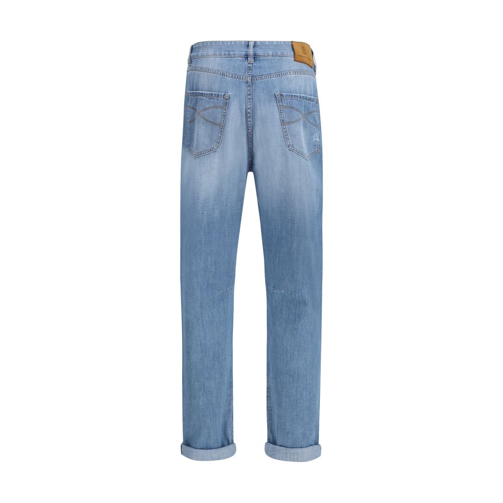 Brunello Cucinelli Blue Cotton Relaxed Fit Jeans